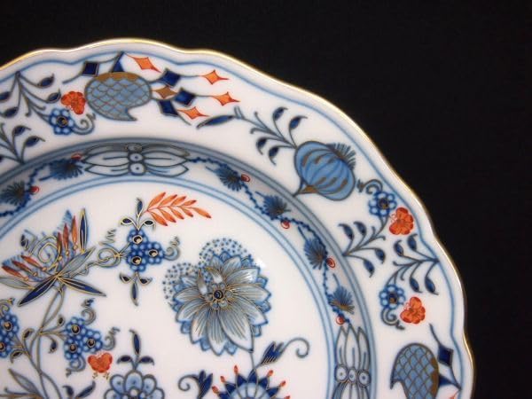 Meissen マイセン カラーオニオン 朱金 プレート 直径 約23.5cm 【公式